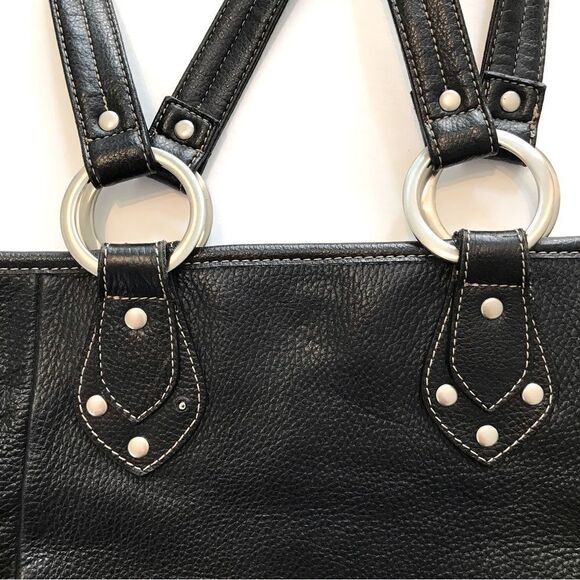 Kenneth Cole Reaction Black Pebbled Leather XL Double Handle Shoulder Tote Bag - Picture 10 of 15